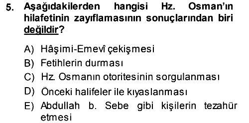 İslam Mezhepleri Tarihi 2014-2015 Ara Sınav - 5. soru