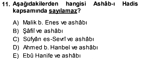 İslam Mezhepleri Tarihi 2014-2015 Ara Sınav - 11. soru