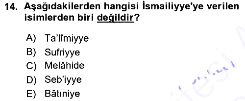 İslam Mezhepleri Tarihi 2015-2016 Ara Sınav - 14. soru
