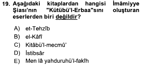 İslam Mezhepleri Tarihi 2017-2018 Ara Sınav - 19. soru