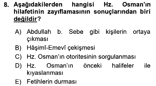 İslam Mezhepleri Tarihi 2021-2022 Ara Sınav - 8. soru