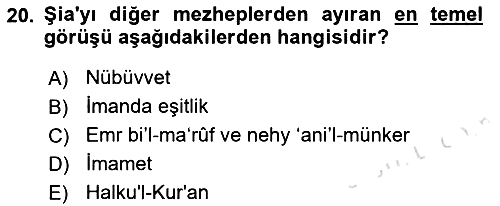 İslam Mezhepleri Tarihi 2023-2024 Ara Sınav - 20. soru