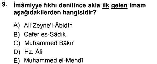 İslam Mezhepleri Tarihi 2012-2013 Dönem Sonu Sınavı - 9. soru