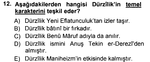 İslam Mezhepleri Tarihi 2012-2013 Dönem Sonu Sınavı - 12. soru