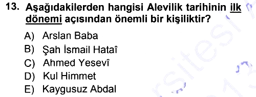 İslam Mezhepleri Tarihi 2012-2013 Dönem Sonu Sınavı - 13. soru