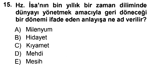 İslam Mezhepleri Tarihi 2012-2013 Dönem Sonu Sınavı - 15. soru