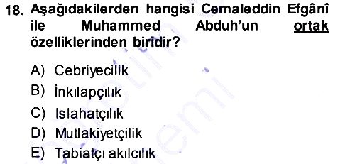İslam Mezhepleri Tarihi 2013-2014 Dönem Sonu Sınavı - 18. soru