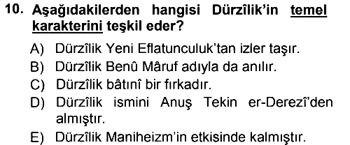 İslam Mezhepleri Tarihi 2014-2015 Dönem Sonu Sınavı - 10. soru