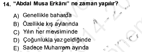 İslam Mezhepleri Tarihi 2014-2015 Dönem Sonu Sınavı - 14. soru