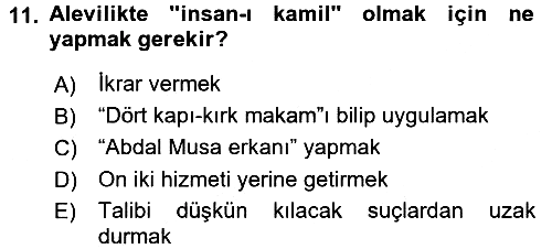 İslam Mezhepleri Tarihi 2015-2016 Dönem Sonu Sınavı - 11. soru