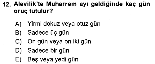 İslam Mezhepleri Tarihi 2015-2016 Dönem Sonu Sınavı - 12. soru