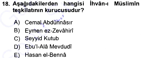 İslam Mezhepleri Tarihi 2015-2016 Dönem Sonu Sınavı - 18. soru