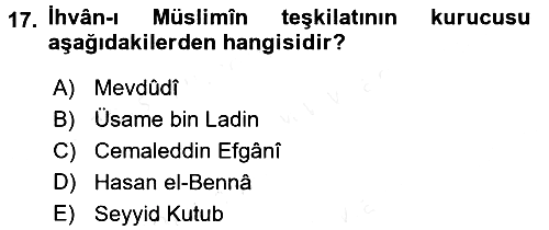 İslam Mezhepleri Tarihi 2017-2018 Dönem Sonu Sınavı - 17. soru
