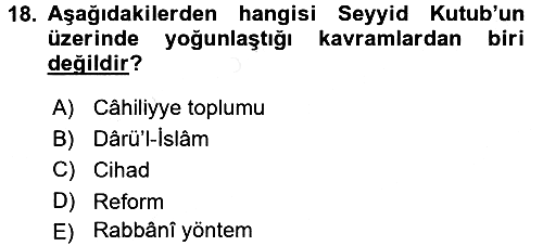 İslam Mezhepleri Tarihi 2017-2018 Dönem Sonu Sınavı - 18. soru