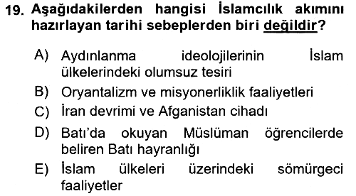 İslam Mezhepleri Tarihi 2017-2018 Dönem Sonu Sınavı - 19. soru