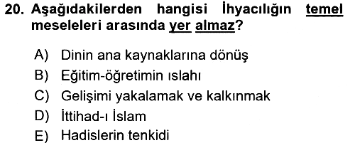 İslam Mezhepleri Tarihi 2017-2018 Dönem Sonu Sınavı - 20. soru