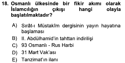 İslam Mezhepleri Tarihi 2018-2019 Dönem Sonu Sınavı - 18. soru