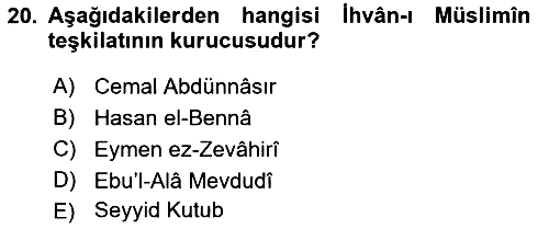 İslam Mezhepleri Tarihi 2018-2019 Dönem Sonu Sınavı - 20. soru