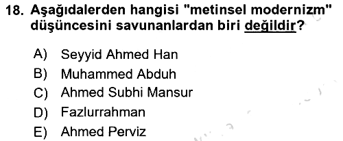 İslam Mezhepleri Tarihi 2021-2022 Dönem Sonu Sınavı - 18. soru