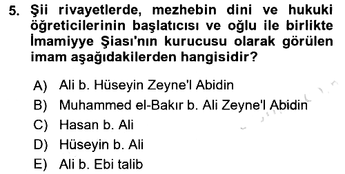 İslam Mezhepleri Tarihi 2022-2023 Dönem Sonu Sınavı - 5. soru