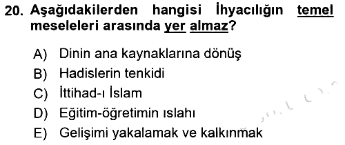 İslam Mezhepleri Tarihi 2023-2024 Dönem Sonu Sınavı - 20. soru