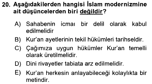 İslam Mezhepleri Tarihi 2024-2025 Dönem Sonu Sınavı - 20. soru
