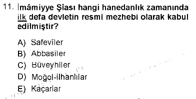İslam Mezhepleri Tarihi 2012-2013 Tek Ders Sınavı - 11. soru