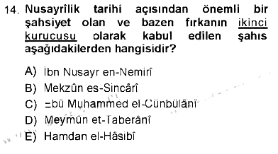 İslam Mezhepleri Tarihi 2012-2013 Tek Ders Sınavı - 14. soru
