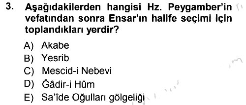 İslam Mezhepleri Tarihi 2013-2014 Tek Ders Sınavı - 3. soru