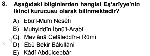 İslam Mezhepleri Tarihi 2013-2014 Tek Ders Sınavı - 8. soru
