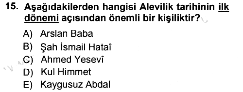 İslam Mezhepleri Tarihi 2013-2014 Tek Ders Sınavı - 15. soru