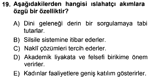 İslam Mezhepleri Tarihi 2014-2015 Tek Ders Sınavı - 19. soru