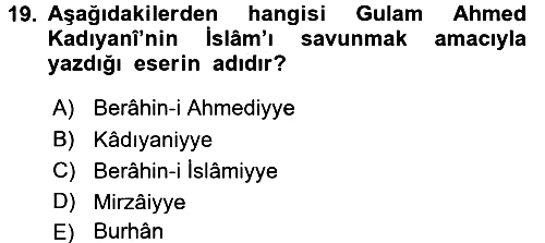 İslam Mezhepleri Tarihi 2015-2016 Tek Ders Sınavı - 19. soru