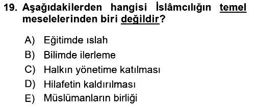 İslam Mezhepleri Tarihi 2018-2019 Yaz Okulu Sınavı - 19. soru