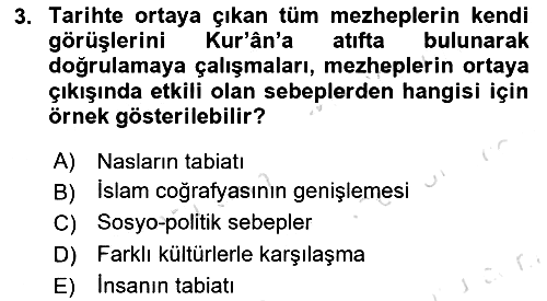 İslam Mezhepleri Tarihi 2020-2021 Yaz Okulu Sınavı - 3. soru