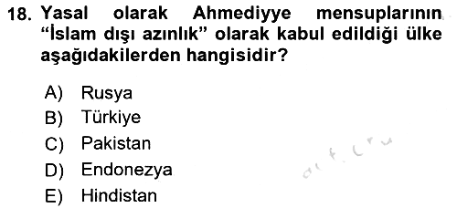 İslam Mezhepleri Tarihi 2020-2021 Yaz Okulu Sınavı - 18. soru