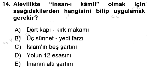 İslam Mezhepleri Tarihi 2022-2023 Yaz Okulu Sınavı - 14. soru
