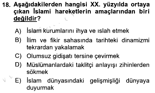 İslam Mezhepleri Tarihi 2023-2024 Yaz Okulu Sınavı - 18. soru