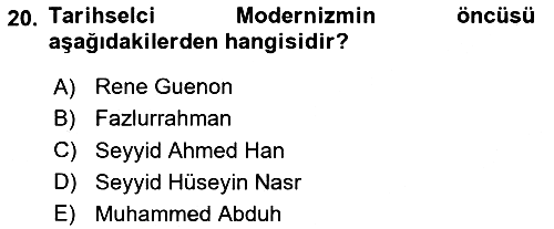 İslam Mezhepleri Tarihi 2023-2024 Yaz Okulu Sınavı - 20. soru
