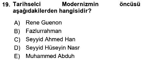 İslam Mezhepleri Tarihi 2024-2025 Yaz Okulu Sınavı - 19. soru