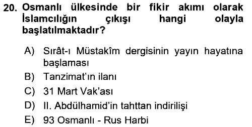 İslam Mezhepleri Tarihi 2025-2026 Yaz Okulu Sınavı - 20. soru