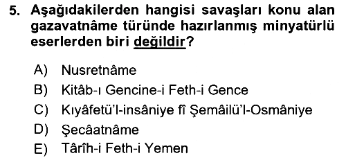 İslam Sanatları Tarihi 2018-2019 3 Ders Sınavı - 5. soru