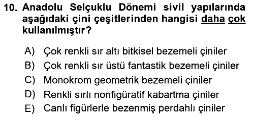İslam Sanatları Tarihi 2018-2019 3 Ders Sınavı - 10. soru