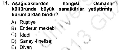 İslam Sanatları Tarihi 2012-2013 Ara Sınav - 11. soru