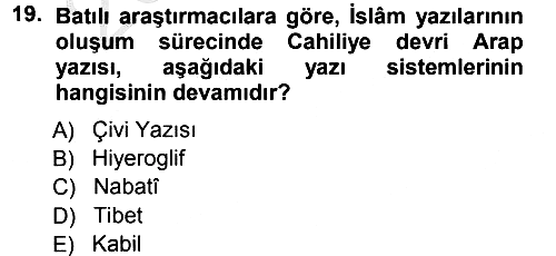 İslam Sanatları Tarihi 2012-2013 Ara Sınav - 19. soru