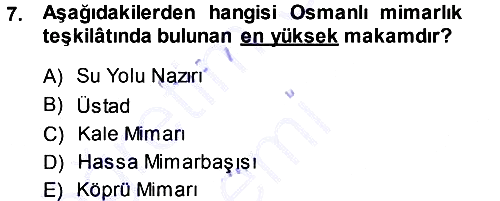 İslam Sanatları Tarihi 2013-2014 Ara Sınav - 7. soru