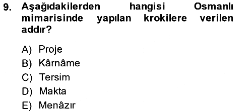 İslam Sanatları Tarihi 2014-2015 Ara Sınav - 9. soru