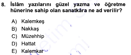 İslam Sanatları Tarihi 2015-2016 Ara Sınav - 8. soru