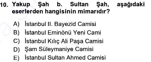 İslam Sanatları Tarihi 2015-2016 Ara Sınav - 10. soru