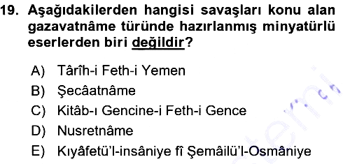 İslam Sanatları Tarihi 2015-2016 Ara Sınav - 19. soru